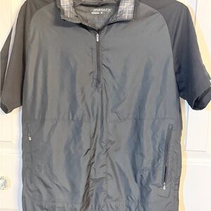 Nike Men's Black and Dark Gray Windbreaker with Plaid Collar EUC